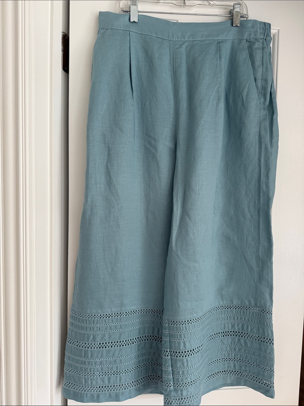 NWOT Elie Tahari Light Blue Wide Leg Linen Culottes-SizeLarge